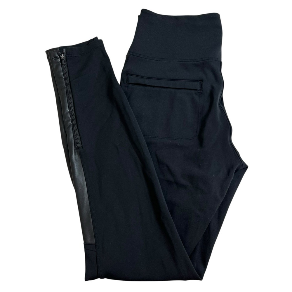 Athleta Womens Medium Black Delancey Shine Moto Tight Zip Ankle #631745‎